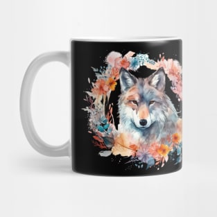 Colorful Wolf With Flowers Mug